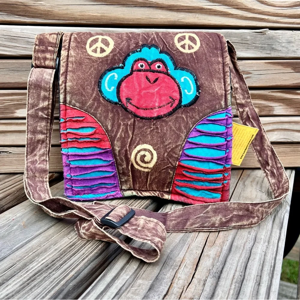 - Karma Circle Boho Monkey Distressed Crossbody Bag! NEW!